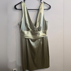 Eliza J New York Satin Midi Dress in Olive Green